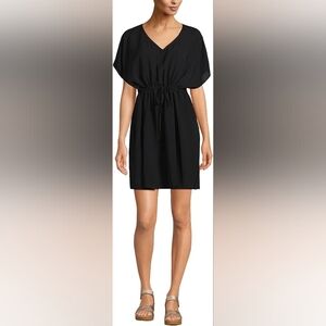 Lands' End Black V-Neck Beach Cover Up, Size XL To XXL